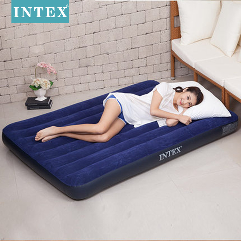 INTEX 64755 dark blue hair line pull air bed camping mattress air mattress