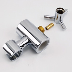 All-copper shower head holder, adjustable-height round pipe shower rack bracket with fixed handheld holder.