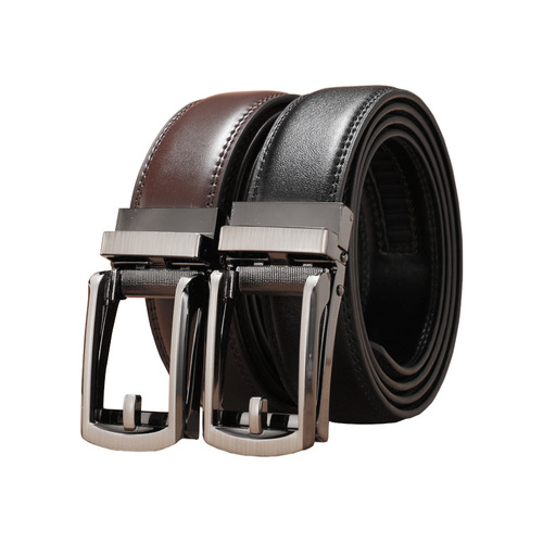 Cross-border fake pin buckle belt for men, genuine leather, casual, versatile, automatic buckle belt, fashionable and handsome trouser belt