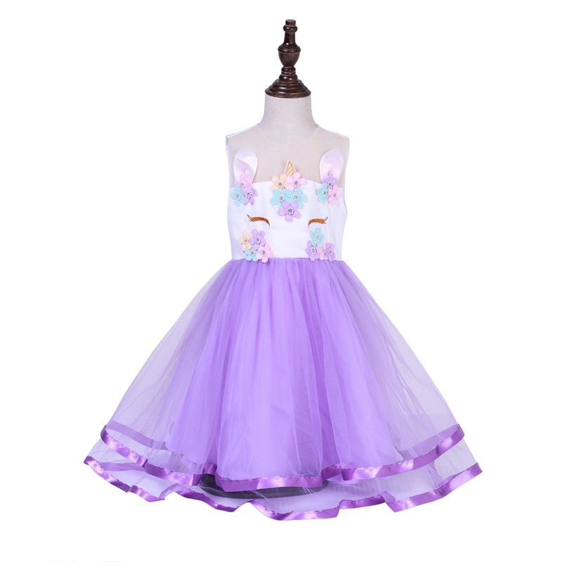 Navidad ropa para niños suministro transfronterizo nuevo vestido de las niñas vestido de vacaciones Unicornio ropa para niños vestido de los niños