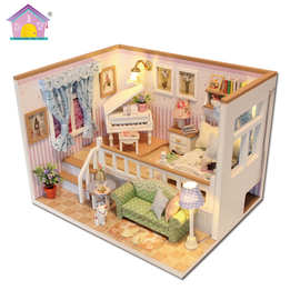 创意跨境外贸diy玩具益智小房子木制沙盘模型材料娃娃屋手办批发
