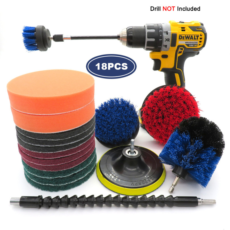Electric drill brush 18 piece set electric blue nylon brush kitchen cleaning car beauty stain removal electric drill brush head spot Electric drill brush 18 piece set electric blue nylon brush kitchen cleaning car beauty stain removal electric drill brush head spot