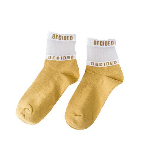 Summer and Spring Thin Transparent Crystal Stockings, Japanese Glass-like Stockings, Korean Alphabet Short Crew Socks, Sports Ins Trend