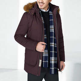 品牌剪标冬季男士带帽貉子毛条白鸭绒中长款加厚保暖羽绒服Y4H240