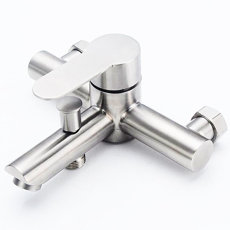 304不锈钢明珠三联提拉带下出水淋浴混水阀浴缸龙头厂家淋浴龙头