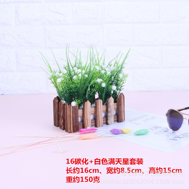 Amazon Venta caliente valla de madera artificial flor traje decoración hogar sala de estar decoración artificial planta falsa planta verde maceta