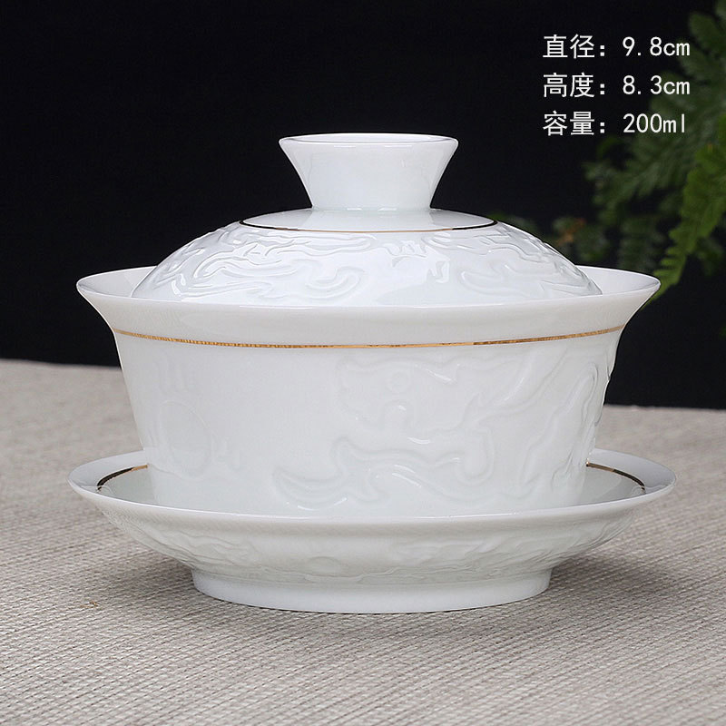 Tazón de fuente de entrega de una pieza taza de té de cerámica tazón de té tazón de tres piezas dehua Jade porcelana mini tamaño pequeño Kung Fu taza de burbuja