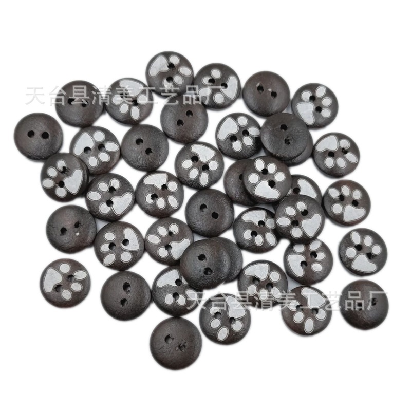 15mm marrón oscuro oso pata en forma de huella botones DIY madera botones decorativos 100 unids/bolsa