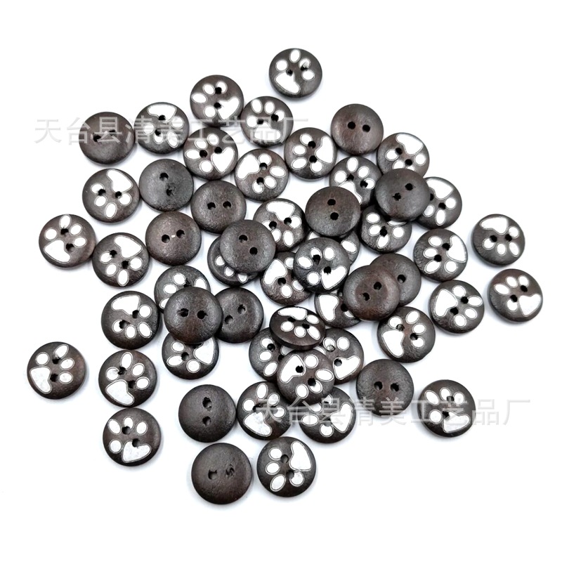 15mm marrón oscuro oso pata en forma de huella botones DIY madera botones decorativos 100 unids/bolsa