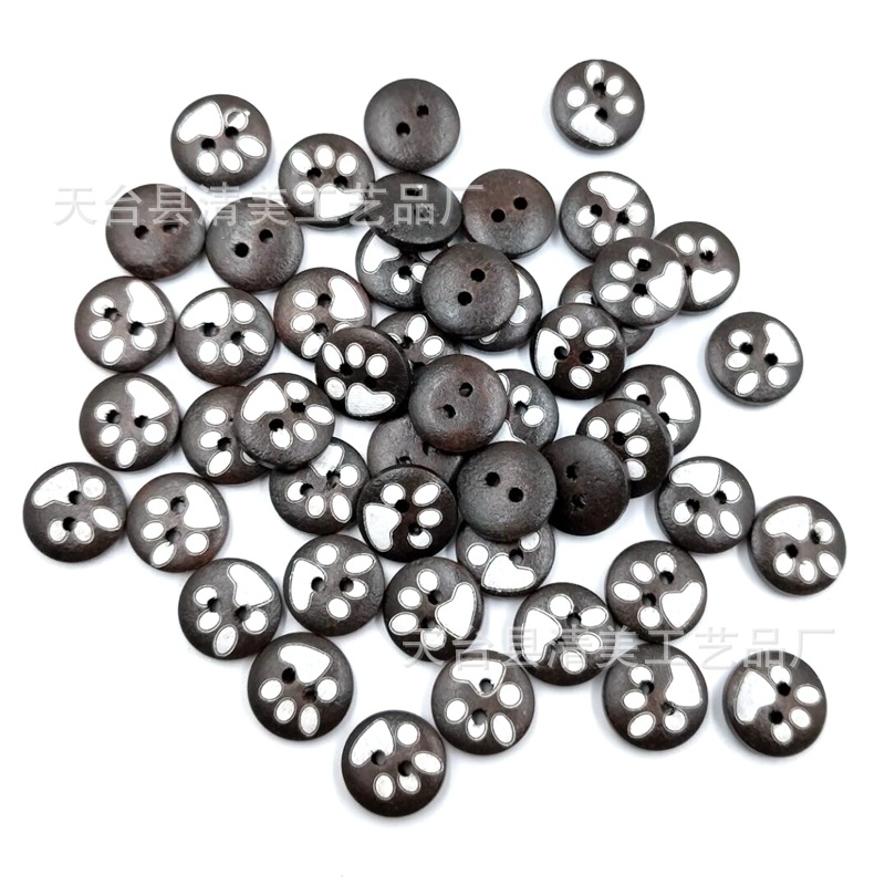 15mm marrón oscuro oso pata en forma de huella botones DIY madera botones decorativos 100 unids/bolsa
