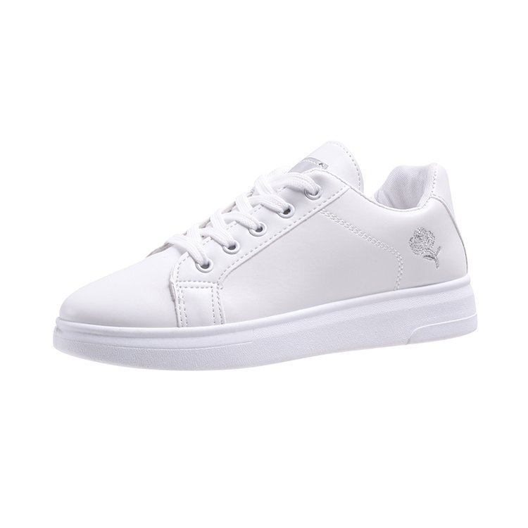 Women's Flat White Sneakers 2026 Spring And Autumn New Korean Style Lace-up Student Casual Shoes Sports Sneakers All-season Single Shoes_vogvips.com