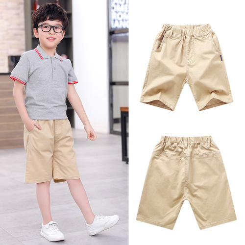 中大男童休闲弹力短裤儿童松紧腰小孩七分中裤加大加肥夏薄款代发