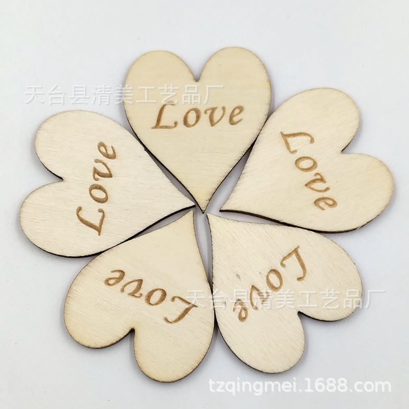 35*40mm registro de madera corazón de melocotón tallado amor DIY madera corazón de melocotón pieza de madera 50