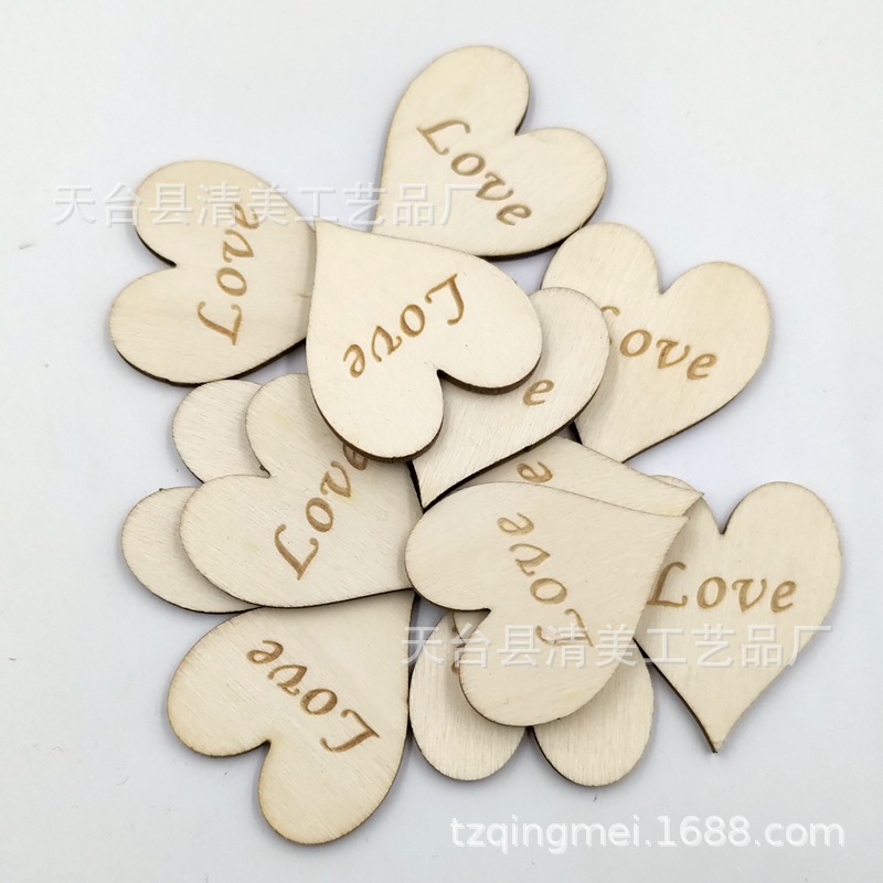 35*40mm registro de madera corazón de melocotón tallado amor DIY madera corazón de melocotón pieza de madera 50