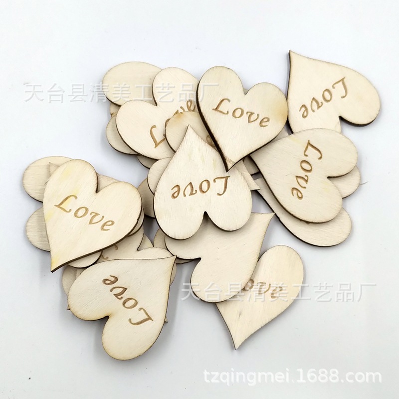 35*40mm registro de madera corazón de melocotón tallado amor DIY madera corazón de melocotón pieza de madera 50