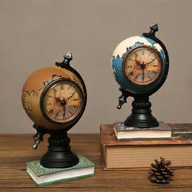 欧美式创意球形摆件家居客厅办公室内书房桌面家装饰品时钟摆设