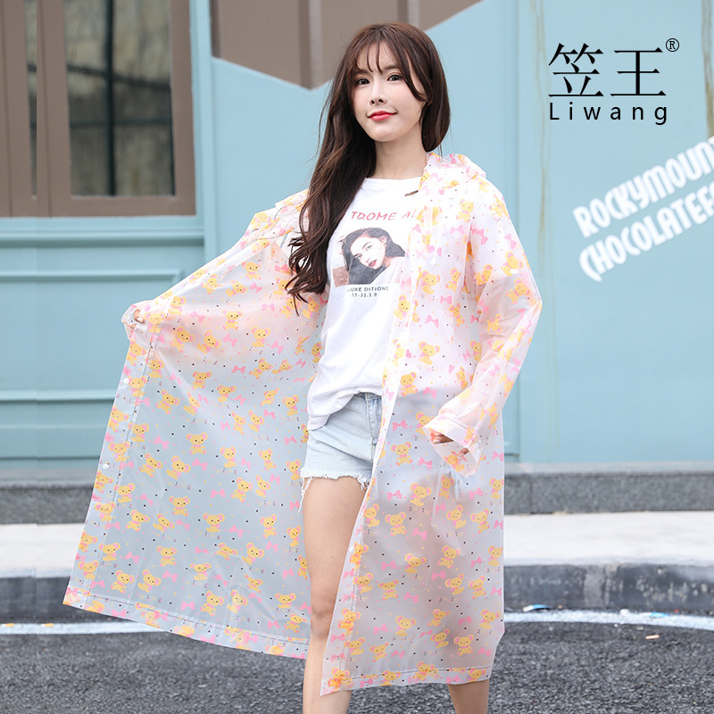 Li Wang Adult Fashion Eva Raincoat Candy Color Full Print Hiking Raincoat Single Full Body Print Raincoat