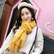 2025秋冬羊绒围巾女冬季 年会纯色仿羊绒围巾 东大门围脖围巾披肩