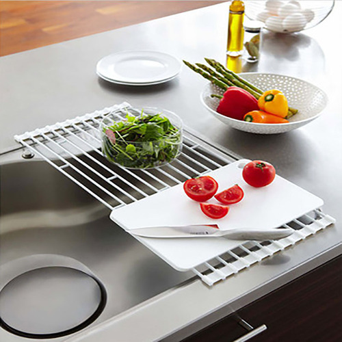 Modern simple tableware drain rack, fruit and vegetable drain rack, kitchen iron folding sink drain rack