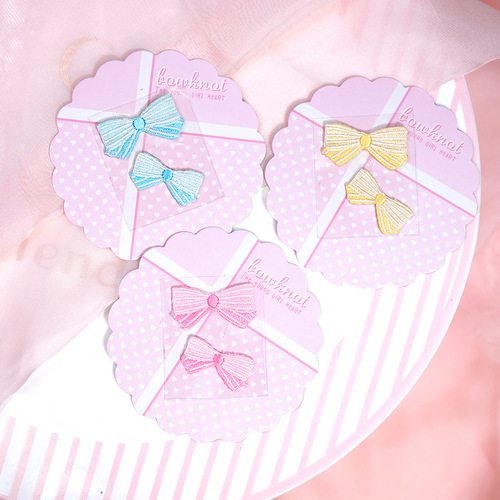 Various types of bows, cute cartoon embroidery, self-adhesive stickers, donut bag decoration, mobile phone DIY wholesale