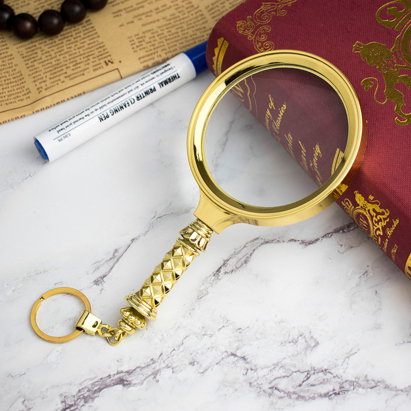 厂家直销花柄8倍仿金属90mm手持式放大镜阅读看报老人儿童高清