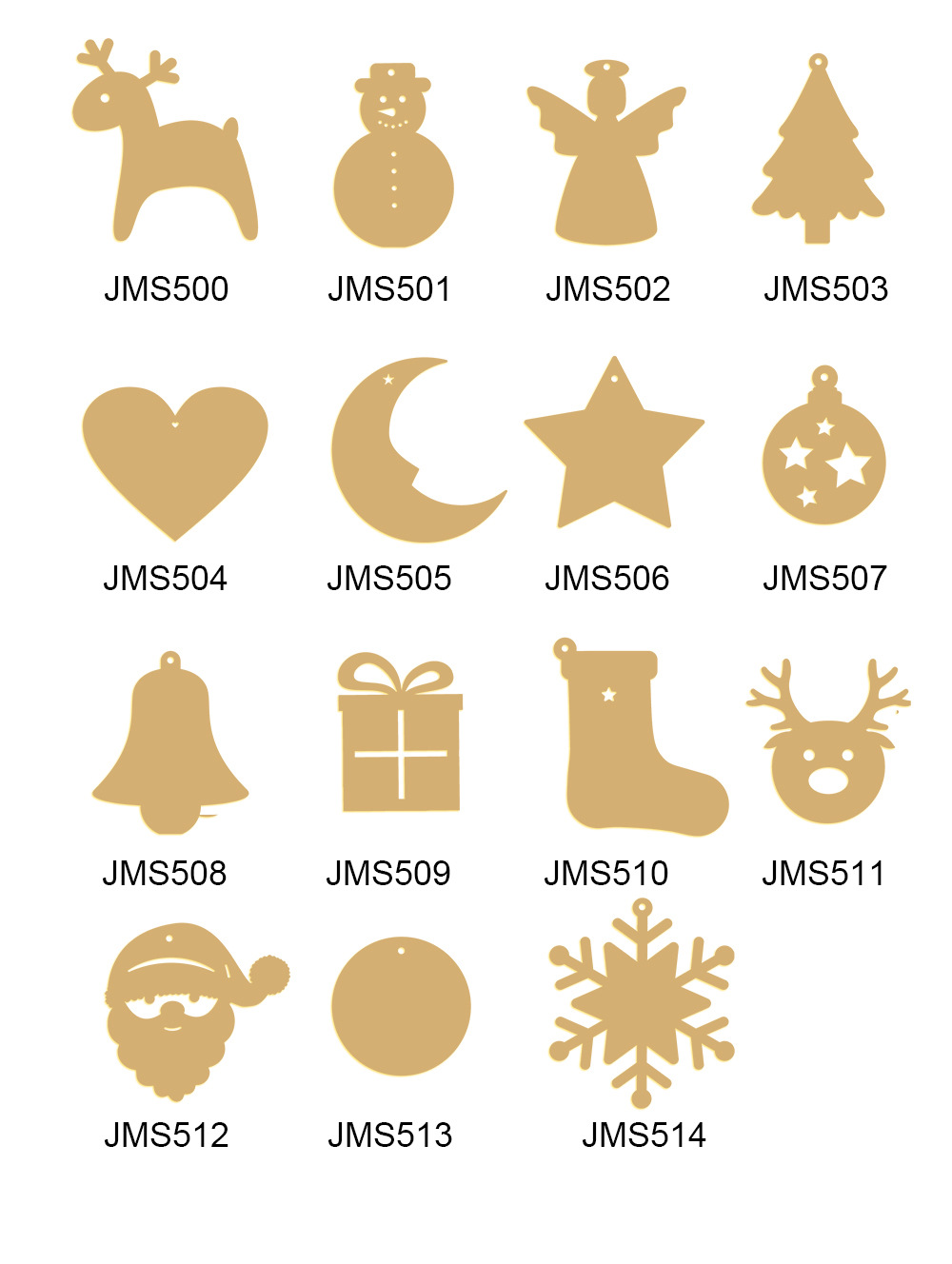 JMS500-514圣诞节装饰挂件2mm双面亚克力镜面贴节日装饰挂饰贴