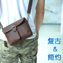 复古疯马皮男包真皮休闲斜挎包头层牛皮单肩男包个性女士腰挎包