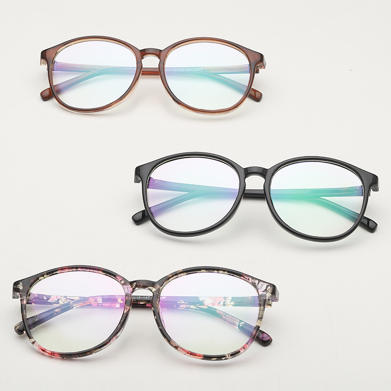 2025 new flat mirror plastic round retro literature and art college myopia glasses frame bag pattern 8007 glasses frame