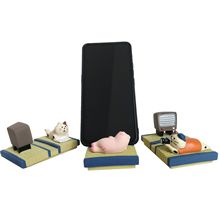 zakka杂货榻榻米三花猫粉猪温泉猫手机支架INS树脂工艺品摆件礼品