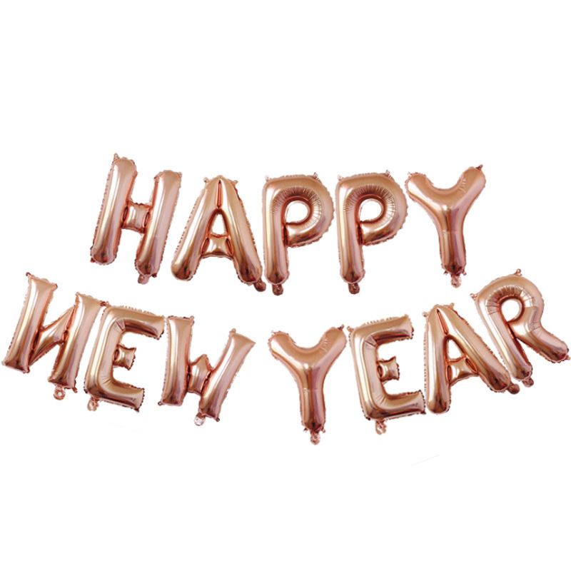 Decoración con Globos para el Año Nuevo 2025, Globo de Aluminio de 16 Pulgadas con la Frase Happy New Year, Arreglo para Fiestas Transfronterizas, Venta al por Mayor