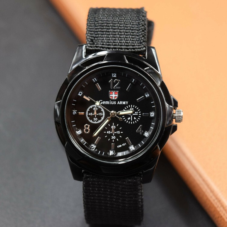Fashionable Swiss Army Watch Nylon Woven Strap Luminous Men's Sports Watch Gemius Student Quartz Watch