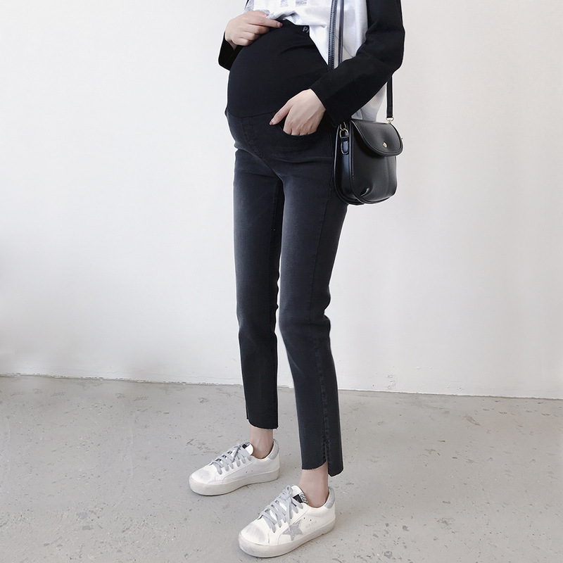 [Clearance] Spring and Autumn maternity clothes fashionable Korean style maternity pants belly support pants jeans skinny pants bottoming 360 waist
