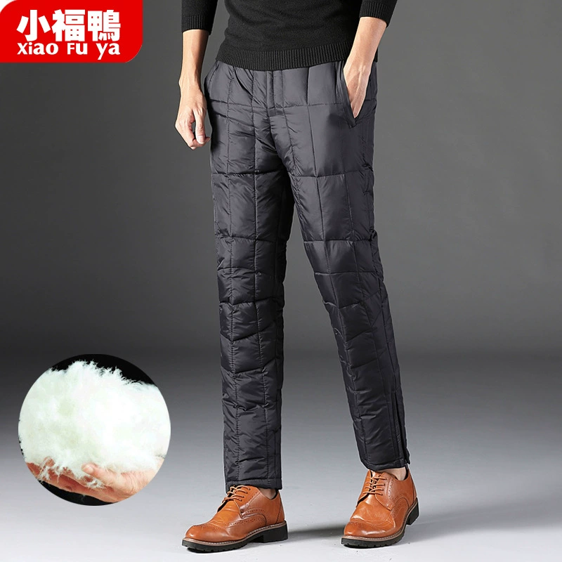 Пуховики для среднего и пожилого возраста, мужская верхняя одежда, Толстая с завышенной талией, теплые хлопковые брюки больших размеров