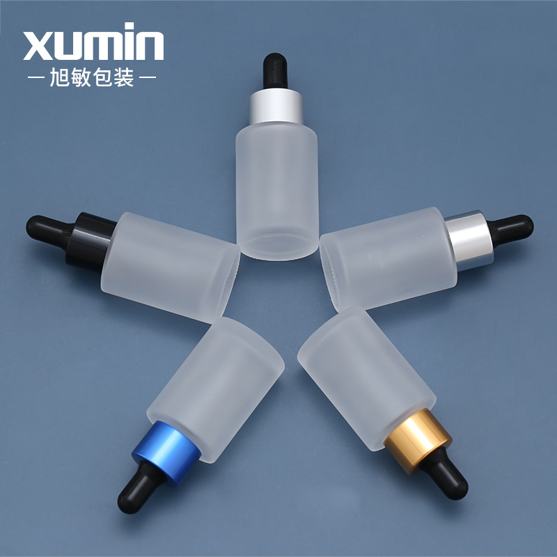 Esencia de botella de vidrio esmerilado de muestra de 30ml/botella de líquido cuentagotas de vidrio cosmético embalaje Xumin en stock