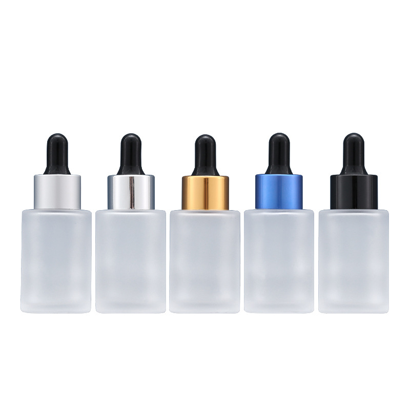 Esencia de botella de vidrio esmerilado de muestra de 30ml/botella de líquido cuentagotas de vidrio cosmético embalaje Xumin en stock