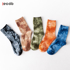 襪子女扎染街頭名族風潮流時尚中筒襪情侶風格棉襪平板吸汗襪
