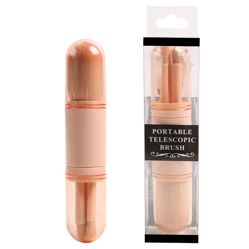 Cepillo telescópico cuatro en uno portátil cepillo de sombra de ojos herramienta de belleza color de la piel cepillo suelto único Cepillo de maquillaje multifuncional