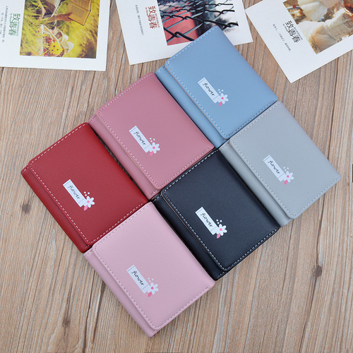 New women's wallet short wallet female student thin fashion simple large capacity folding soft leather wallet small wallet