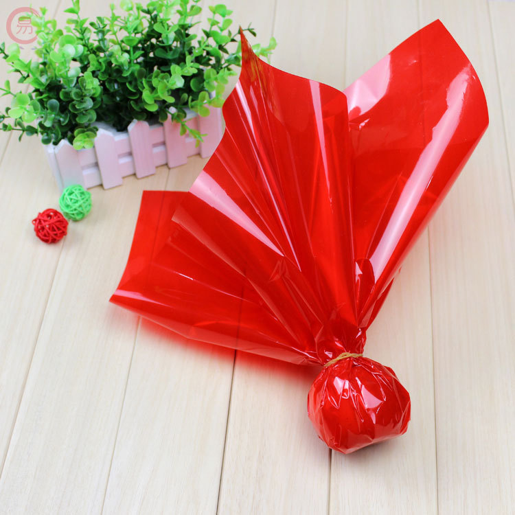 昌易批发 彩色纯色玻璃纸花纸苹果水果鲜花防水包装纸塑料纸