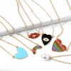 Multicoloured necklace heart-shaped, organic rainbow pendant from pearl, European style