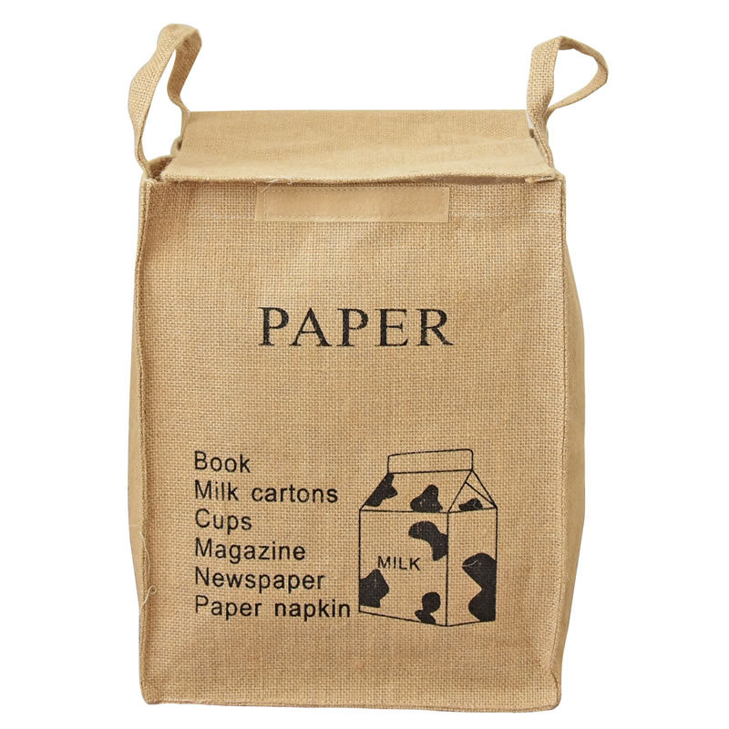 Caja de almacenamiento de yute natural, tela, canasta de ropa sucia, almacenamiento, clasificación de artículos diversos, bolsa de almacenamiento con conexión de velcro 0049