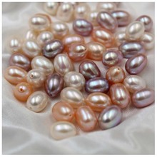 天然淡水珍珠散珠 强光白色彩色半孔米珠diy手工材料耳环配件批发