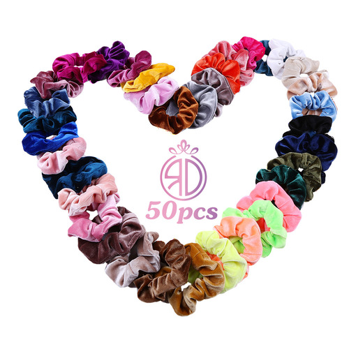RUDAN factory direct sales European and American velvet pig intestine hair rings cross-border simple multi-color plush hair rings