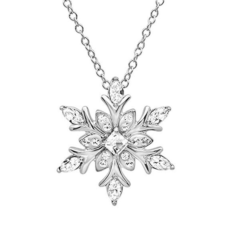 Nouveau collier élégant en forme de flocon de neige orné de pierres précieuses, style européen et américain, ras-de-cou en alliage, bijou cadeau de Noël pour femme_voghion.com