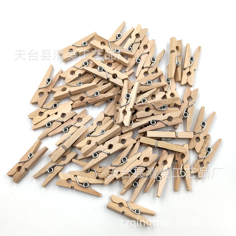 Clip de madera de registro de 25mm Clip de madera decorativo de madera de bricolaje 200 piezas un paquete