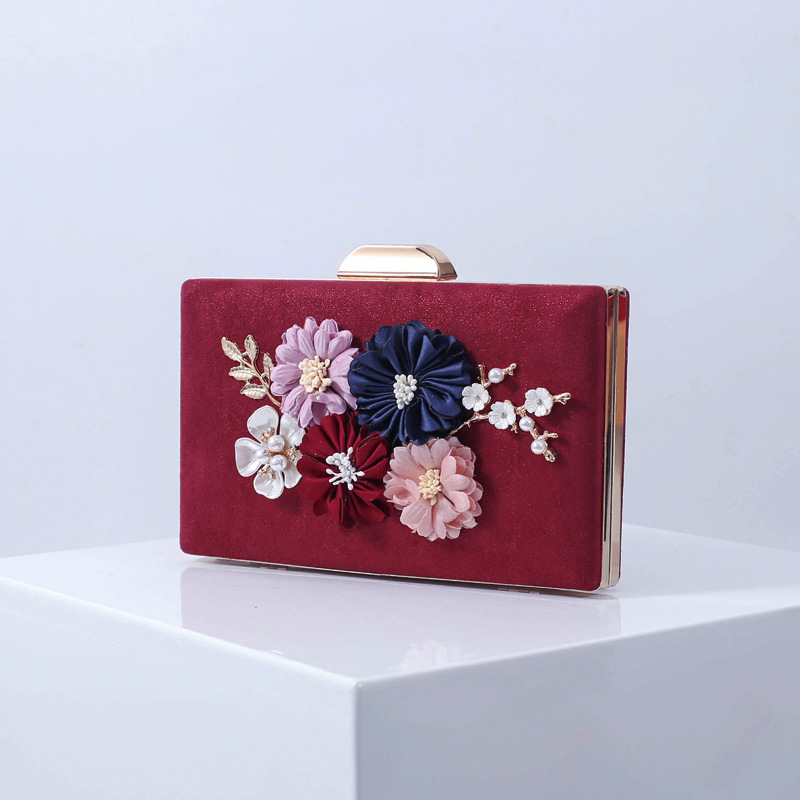 Venta caliente transfronteriza flor con cuentas banquete fiesta noche bolsa de banquete bolsa de vestir bolsa de embrague cheongsam entrega de una sola pieza