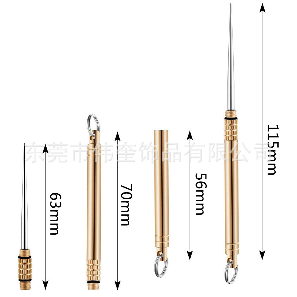 Directo de fábrica de latón integrado palillo de dientes creativo portátil Selección de fruta de acero inoxidable palillo de dientes de aleación de titanio multifuncional