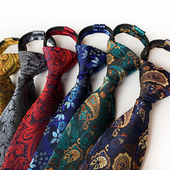 Manufacturer supplies hot-selling 8cm paisley polyester men's zipper tie and easy-pull tie