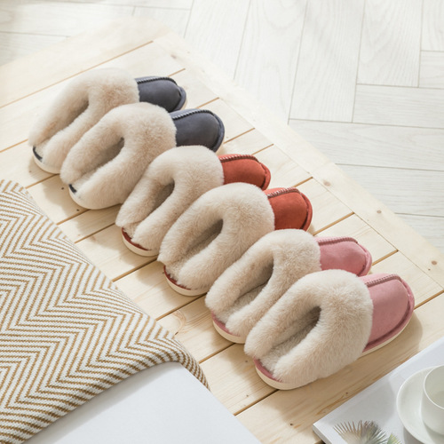 Cotton slippers for women in autumn and winter home for couples to keep warm for home plush men for confinement cross-border wholesale cotton shoes