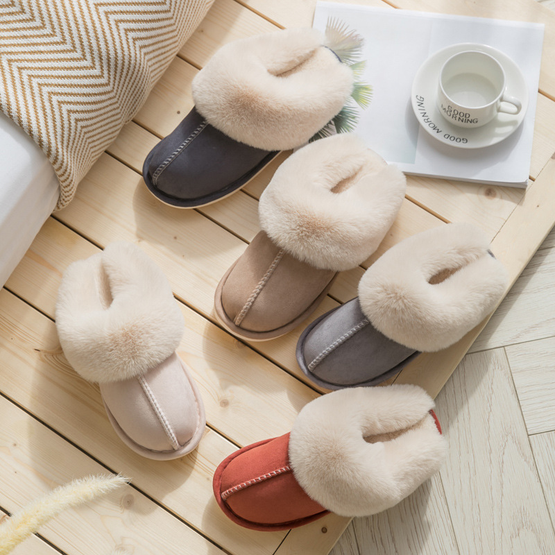 Cotton slippers plush home autumn and winter explosions couples warm women's non-slip cotton shoes wholesale ladies slippers